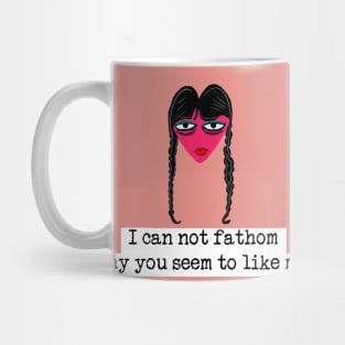 Wednesday Addams quote Valentines card - sticker - sock with black text Mug